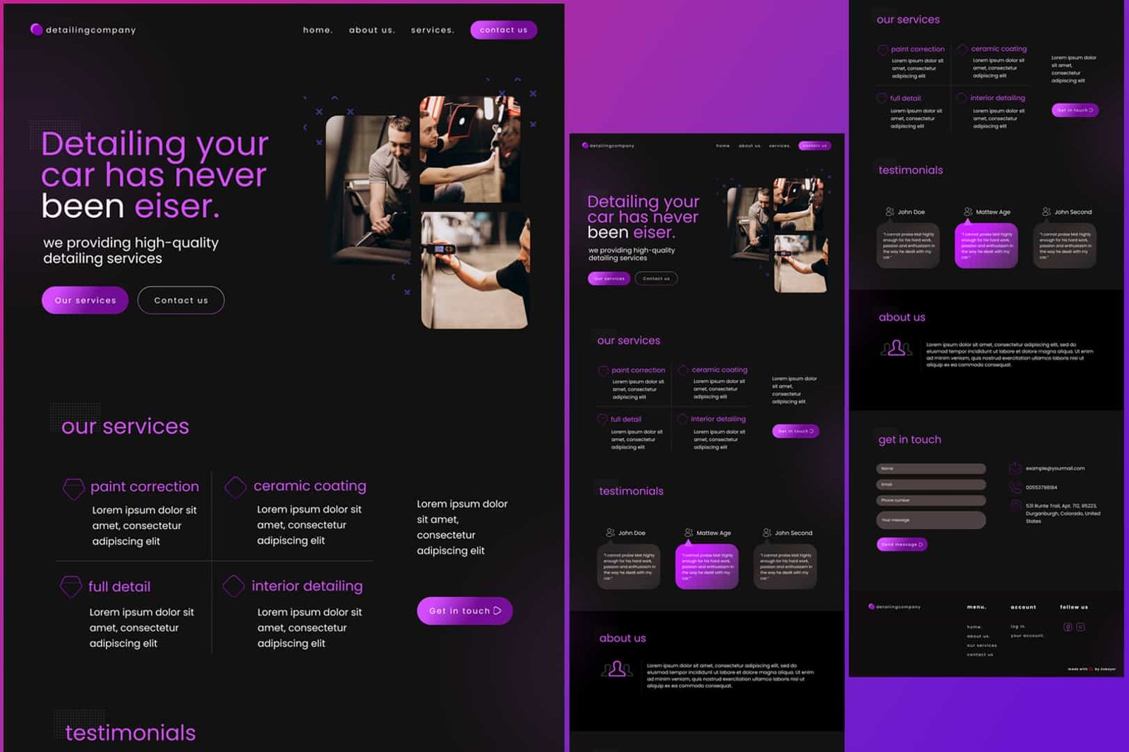 Car Detailing Site Mockup