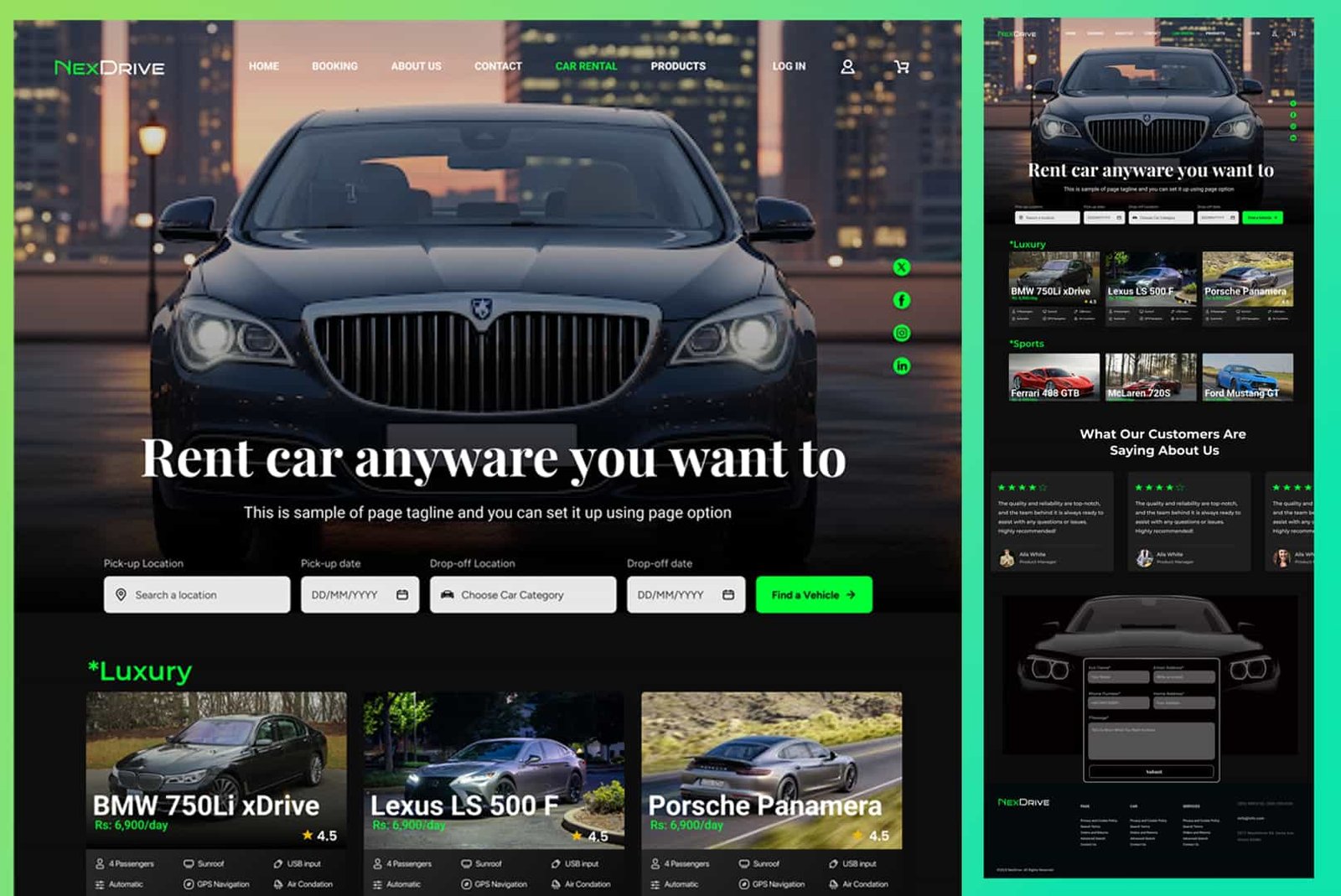 Car Rent Site Mockup